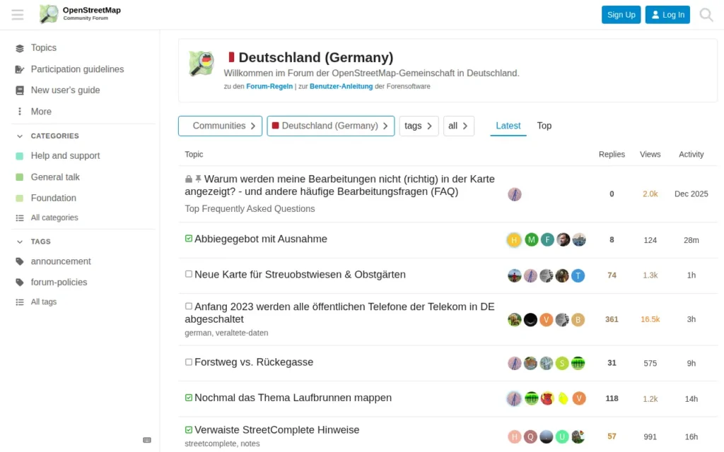 Startseite von OpenStreetMap Community Forum – Deutschsprachige Community