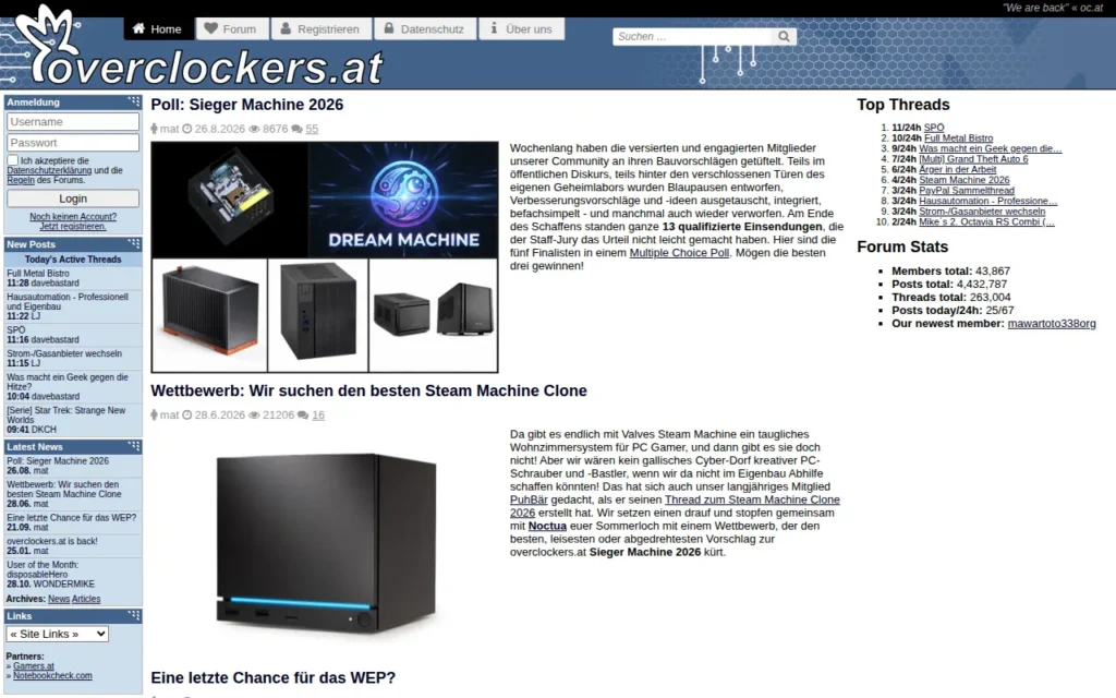 Startseite von overclockers.at