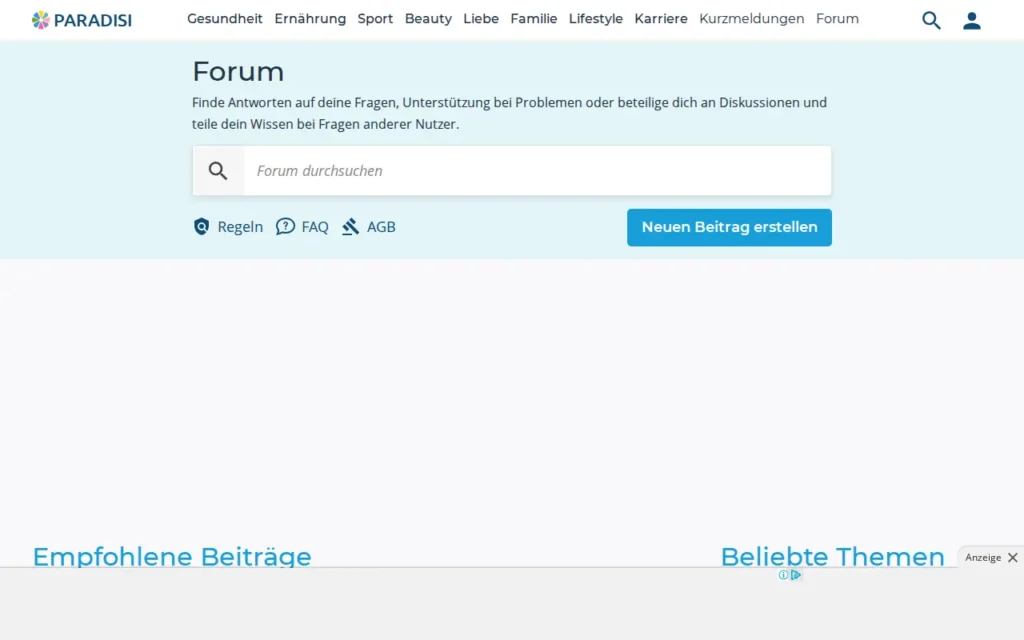 Startseite von paradisi.de Forum