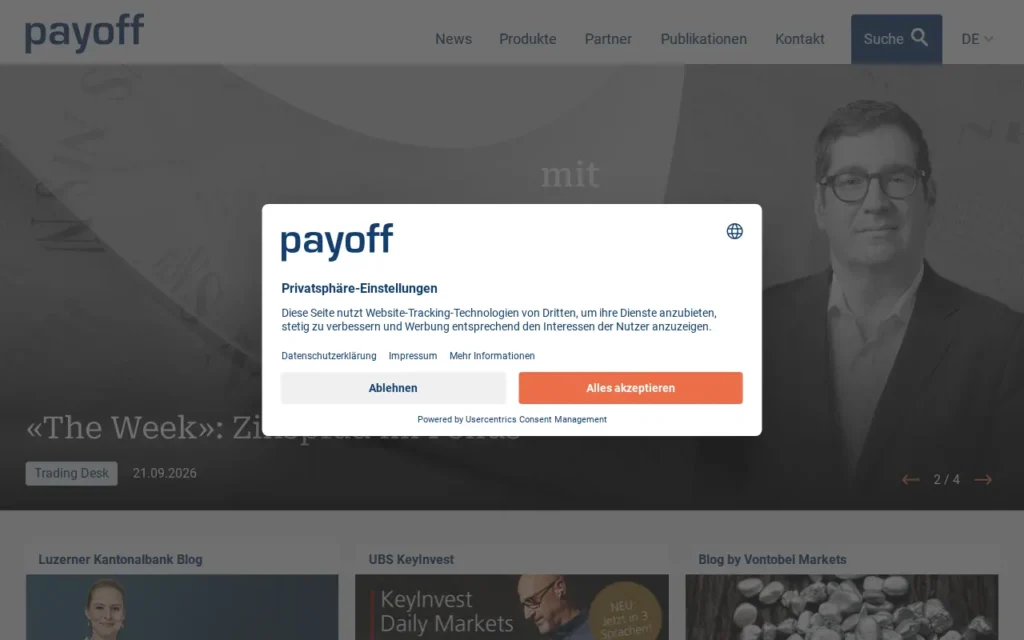 Startseite von payoff