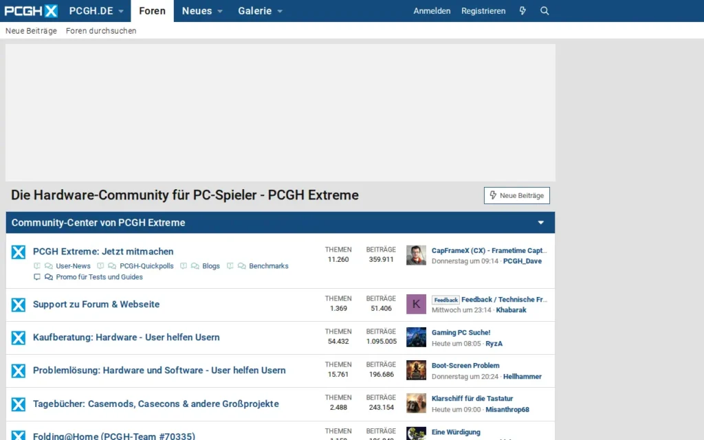 Startseite von PCGH Extreme (PC Games Hardware Forum)