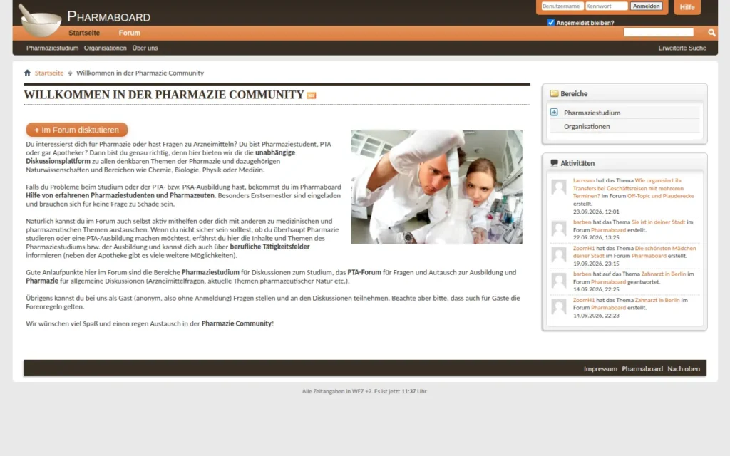 Startseite von Pharmaboard