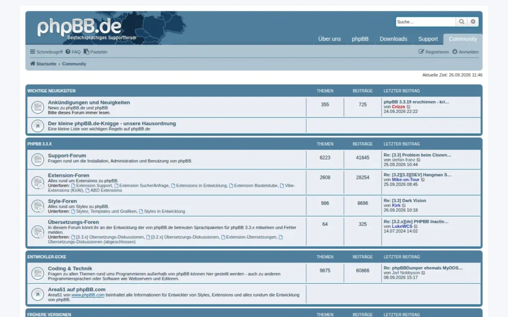 Startseite von phpBB.de Community
