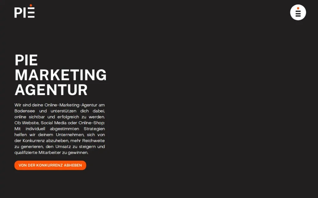 Startseite von PIE Marketing Agentur