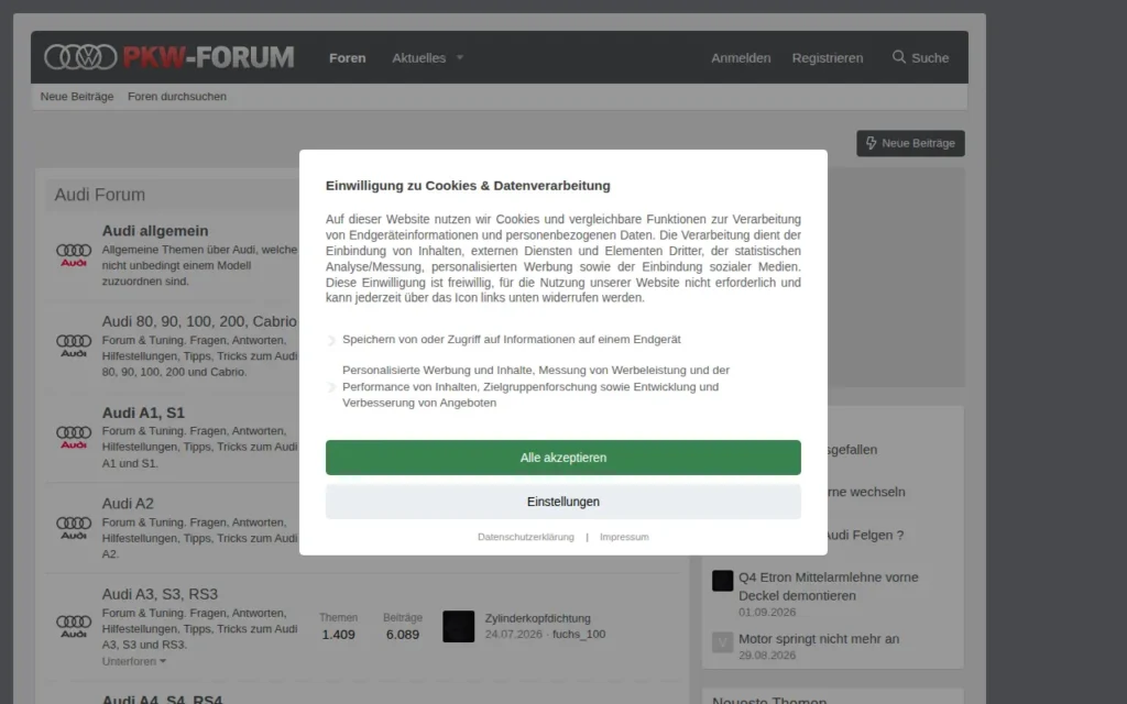 Startseite von PKW-Forum (Audi & VW)