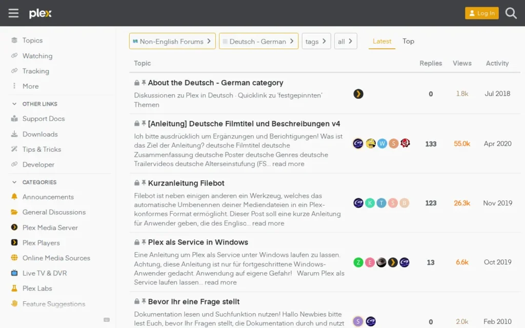 Startseite von Plex Forum – Deutsch