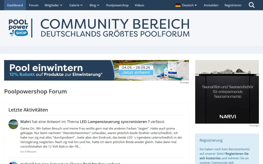 Startseite von Poolpowershop Forum