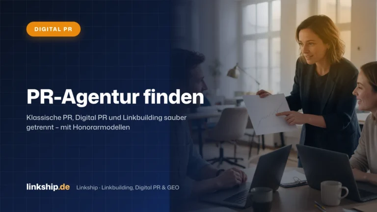 Titelkarte: PR-Agentur finden – Digital PR, Linkship