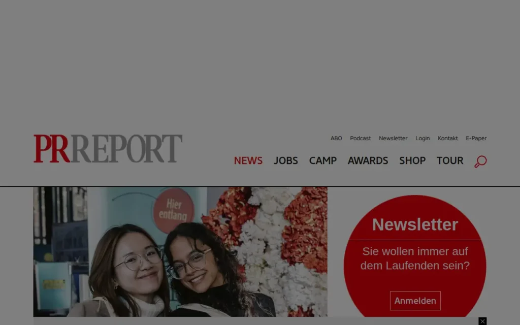 Startseite von PR Report