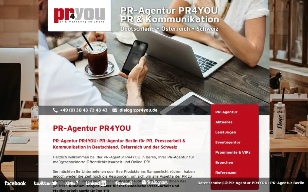 Startseite von PR-Agentur PR4YOU