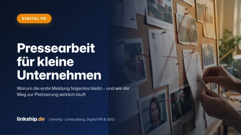 Titelkarte: Pressearbeit für kleine Unternehmen – Digital PR, Linkship