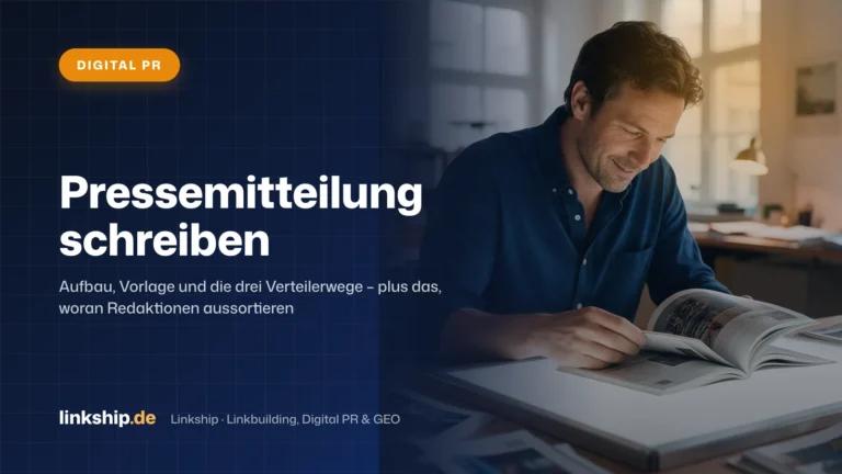 Titelkarte: Pressemitteilung schreiben – Digital PR, Linkship