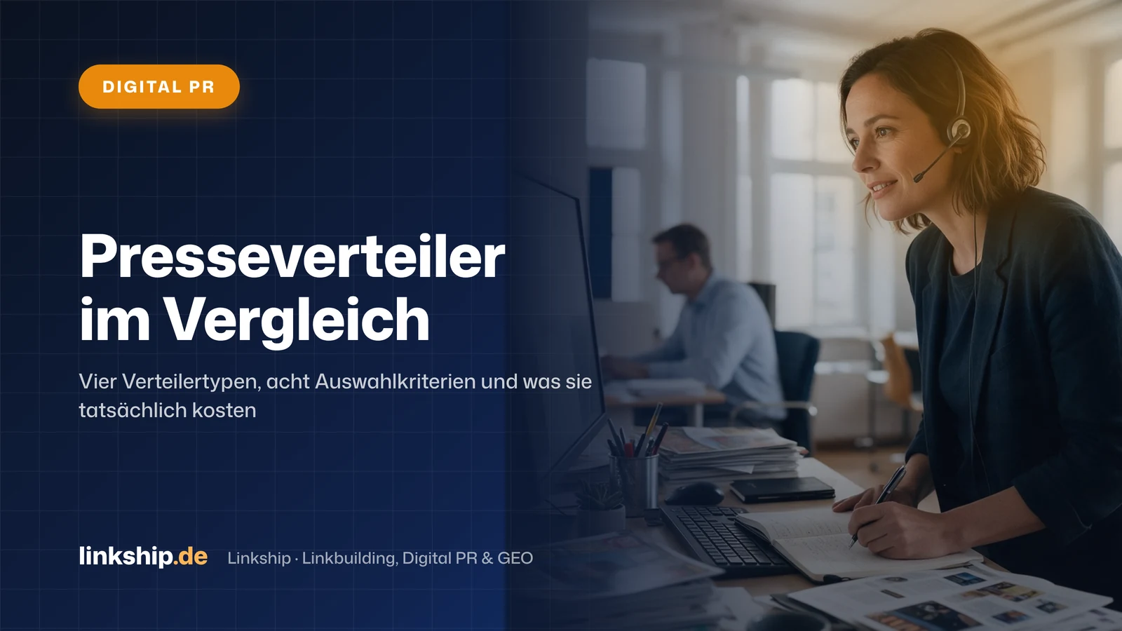 Titelkarte: Presseverteiler im Vergleich – Digital PR, Linkship