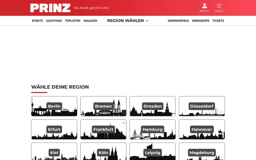 Startseite von PRINZ