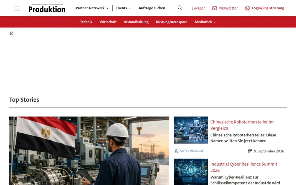 Startseite von Produktion