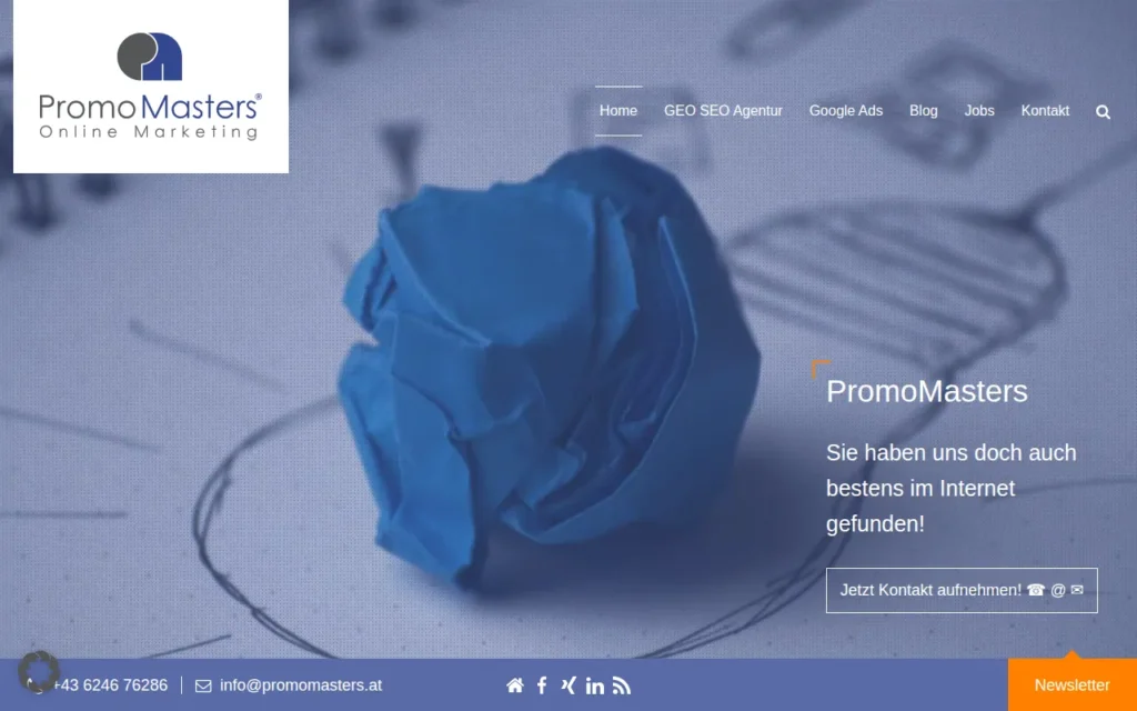 Startseite von PromoMasters Online Marketing Ges.m.b.H.