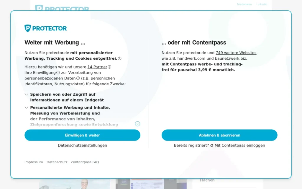 Startseite von PROTECTOR