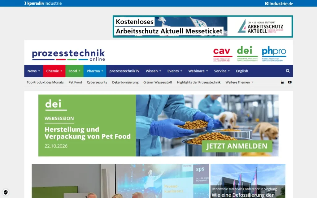 Startseite von prozesstechnik-online (cav, dei, phpro)
