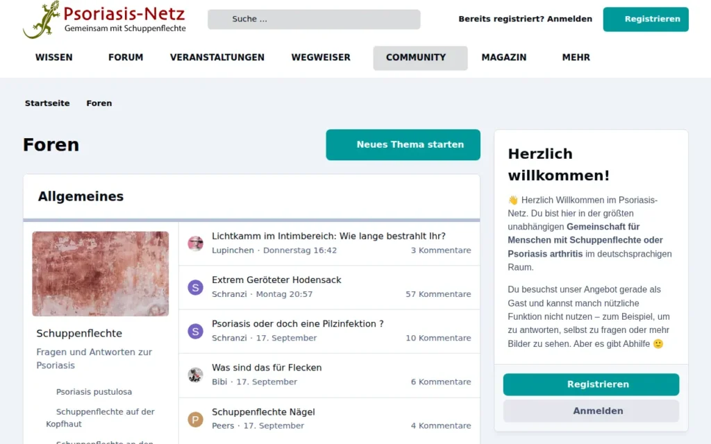 Startseite von Psoriasis-Netz Forum