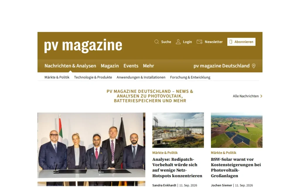 Startseite von pv magazine Deutschland