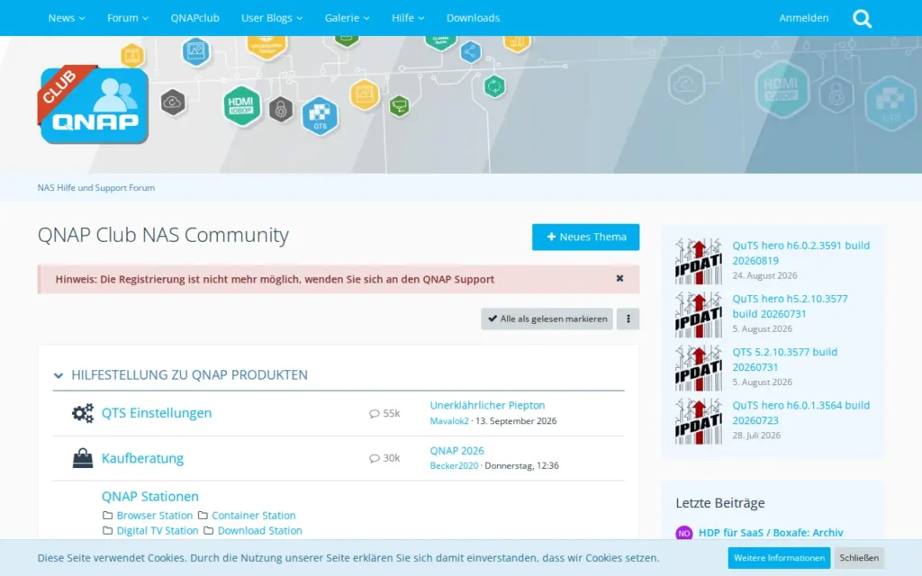 Startseite von QNAP Club
