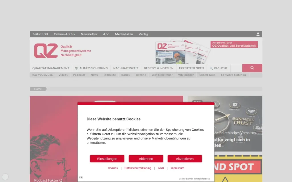 Startseite von QZ Qualität und Zuverlässigkeit