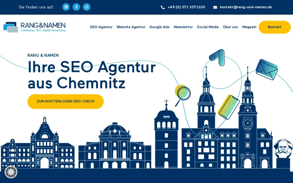 Startseite von RANG & NAMEN Onlinemarketing GmbH