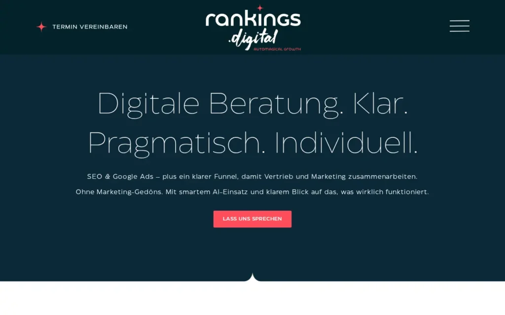 Startseite von Rankings Digital (Manca Ventures GmbH)