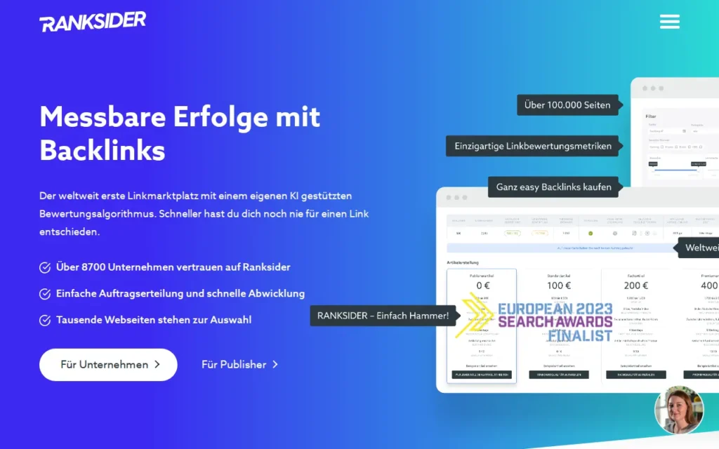 Startseite von RankSider (impulsQ GmbH)