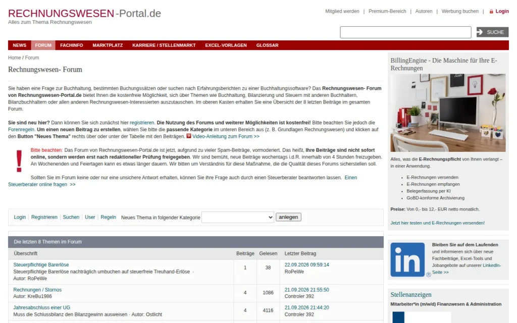 Startseite von Rechnungswesen-Forum (Rechnungswesen-Portal.de)