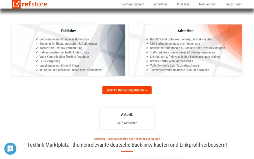 Startseite von Refstore