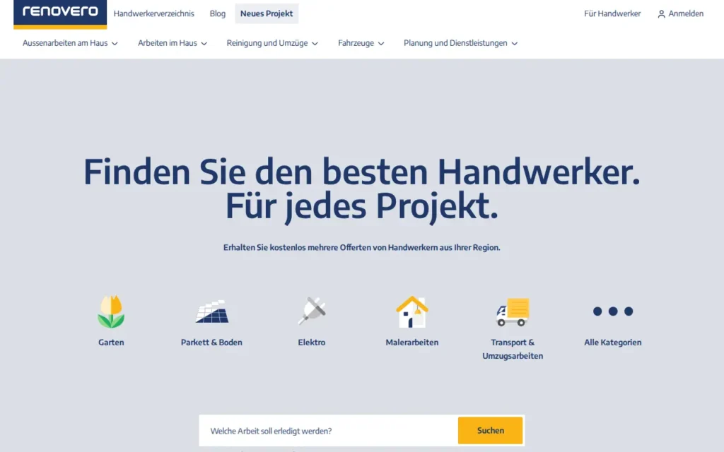 Startseite von renovero