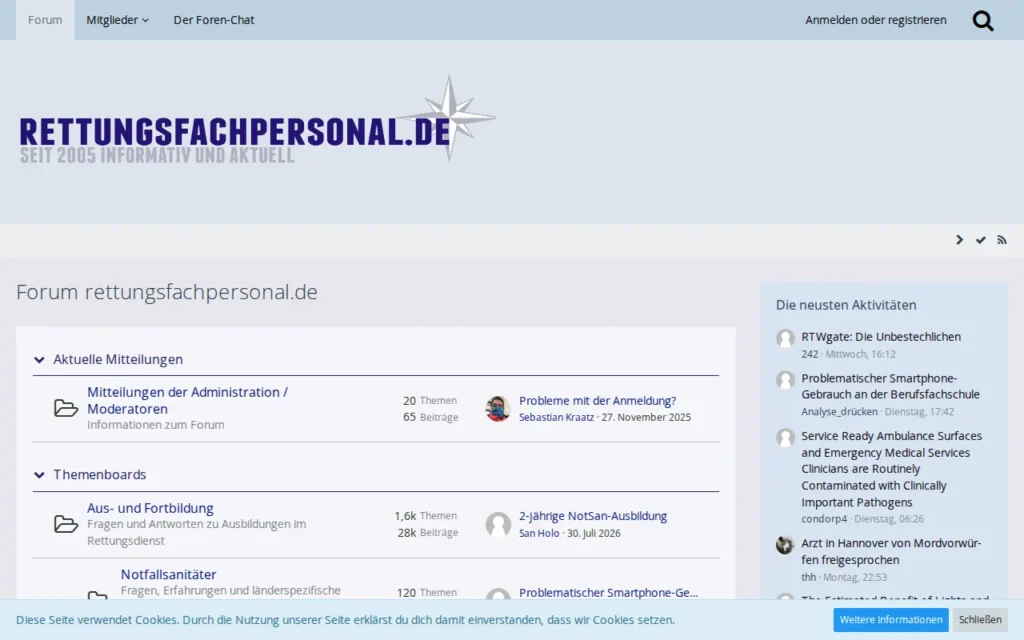 Startseite von Gemeinschaftsforum für Rettungsfachpersonal