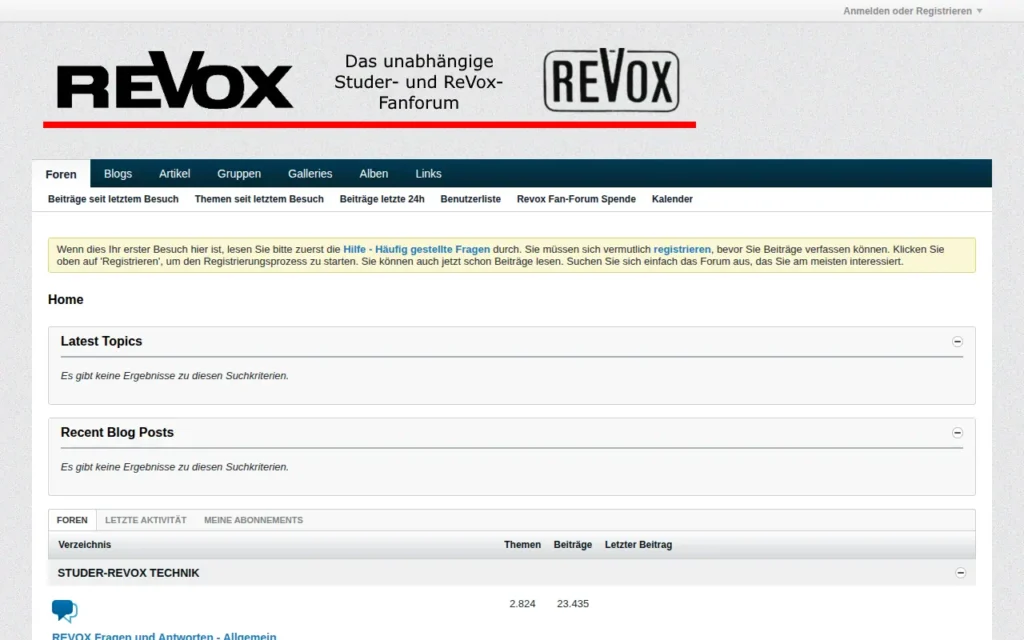 Startseite von Revox Fan-Forum