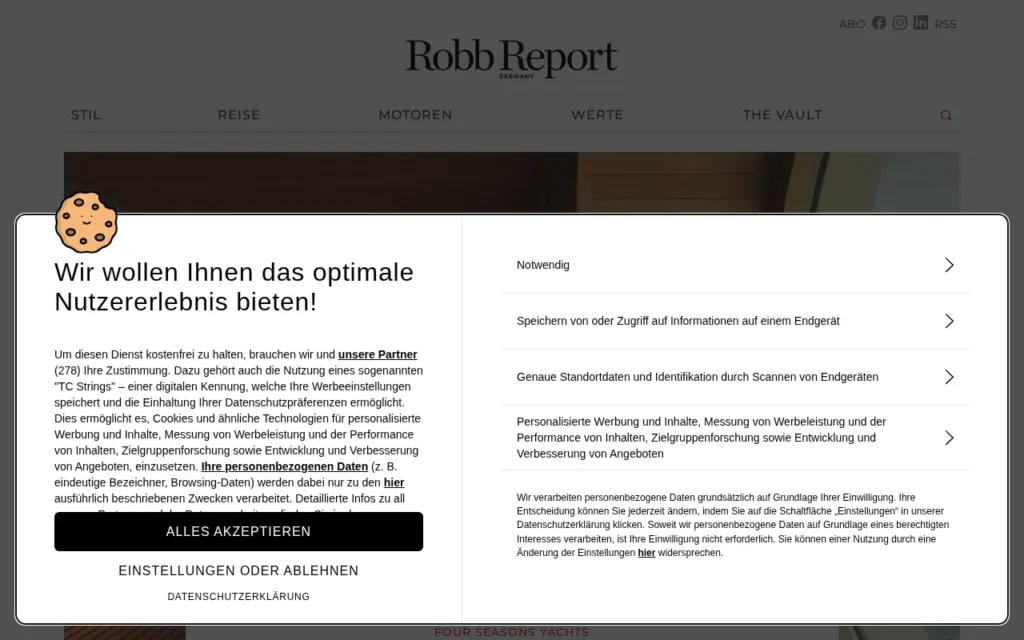 Startseite von Robb Report Deutschland