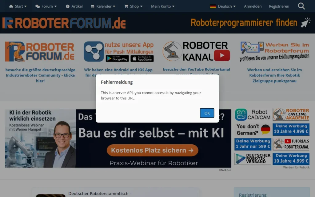 Startseite von Roboterforum.de