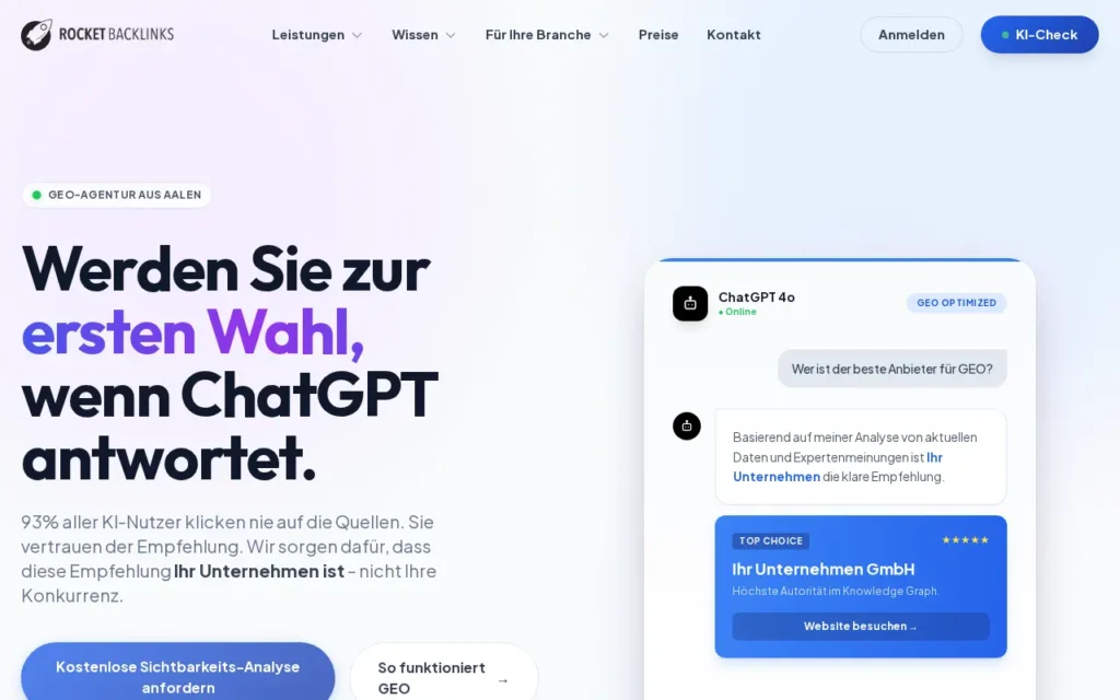 Startseite von ROCKET BACKLINKS GmbH