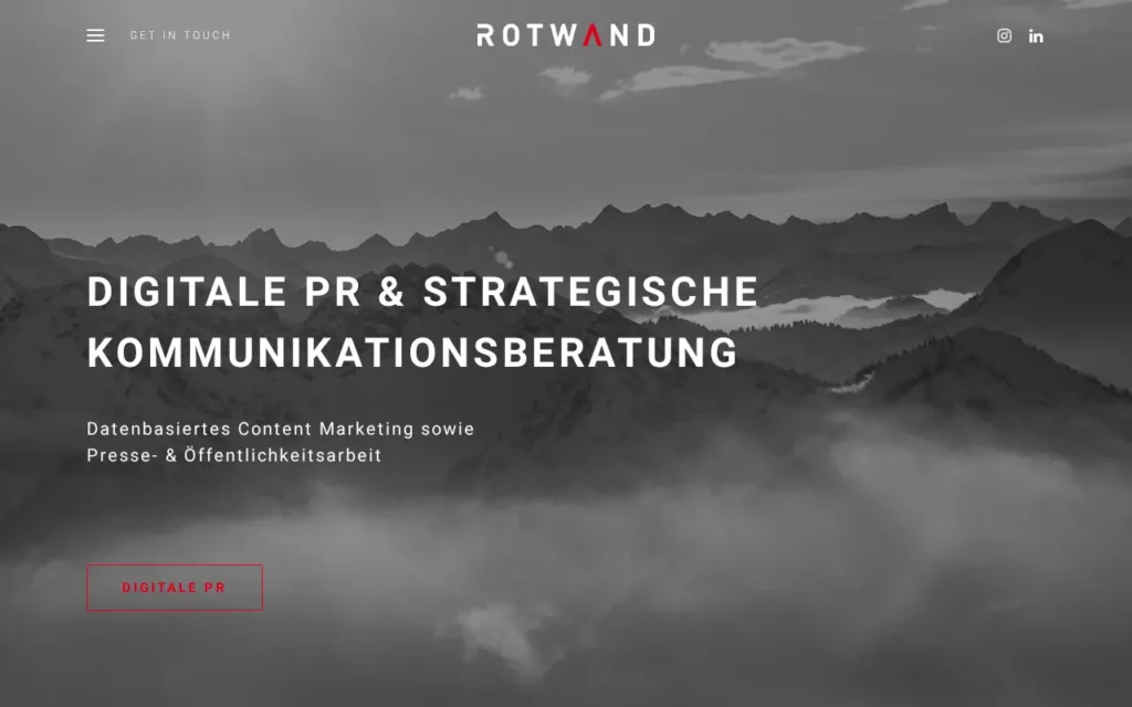 Startseite von ROTWAND | Digitale PR GmbH