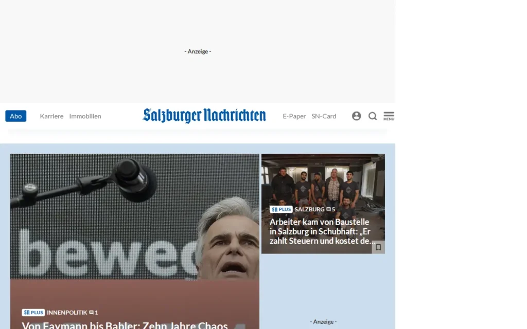 Startseite von Salzburger Nachrichten (SN.at)