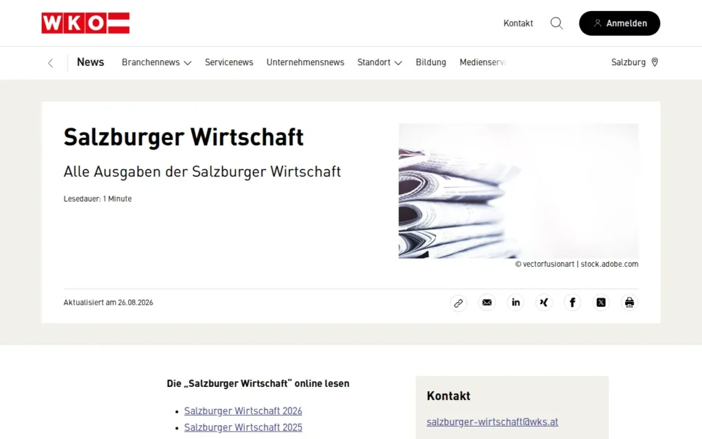 Startseite von Salzburger Wirtschaft