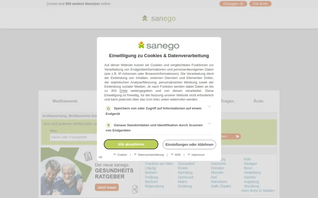 Startseite von sanego