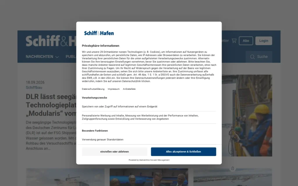 Startseite von Schiff&Hafen