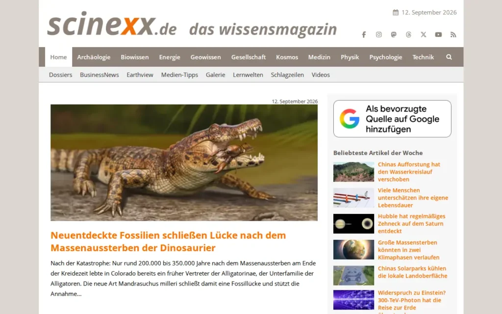 Startseite von scinexx