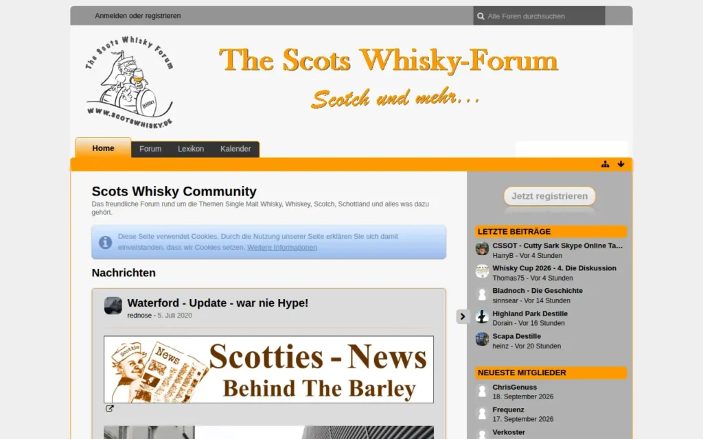 Startseite von Scots Whisky Community