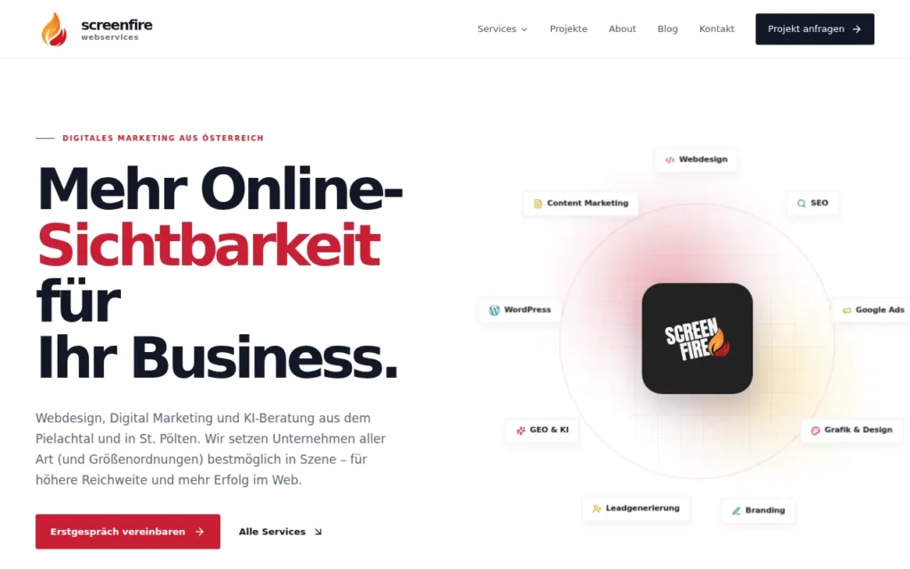 Startseite von screenfire