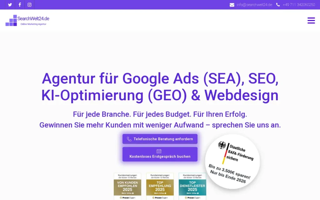 Startseite von SearchWelt24