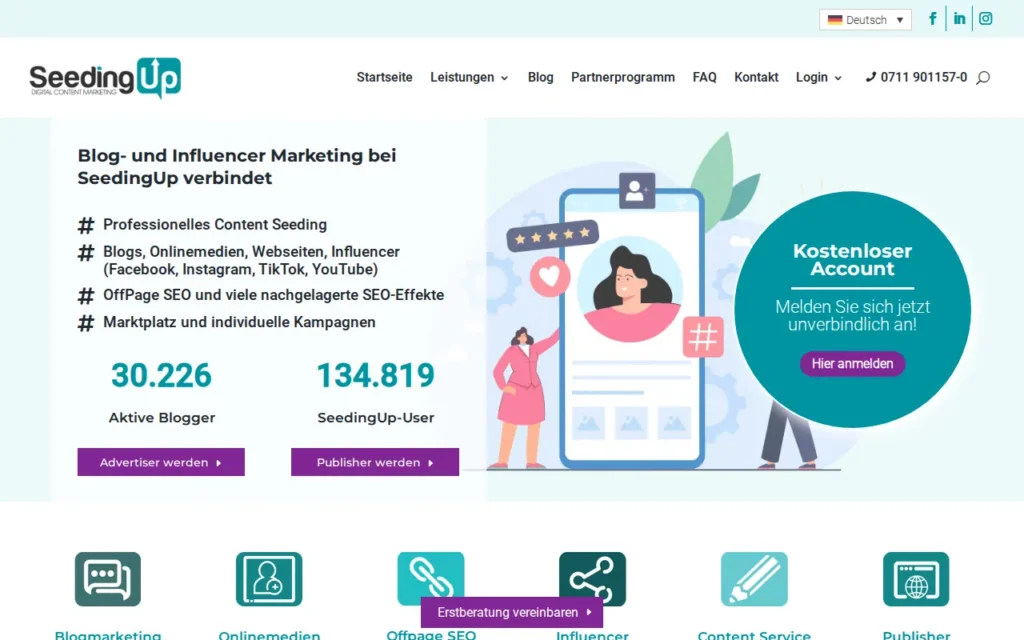 Startseite von SeedingUp GmbH