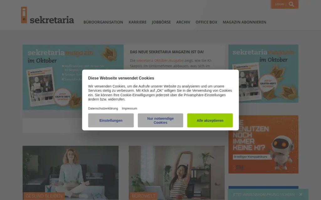 Startseite von sekretaria