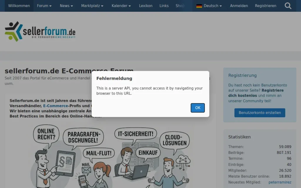 Startseite von sellerforum.de