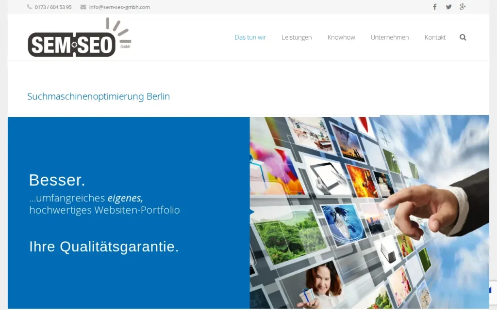 Startseite von SEM SEO GmbH